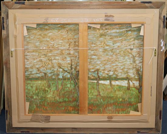 S. Huxley (20th C.) Orchard in blossom, 25 x 31in.